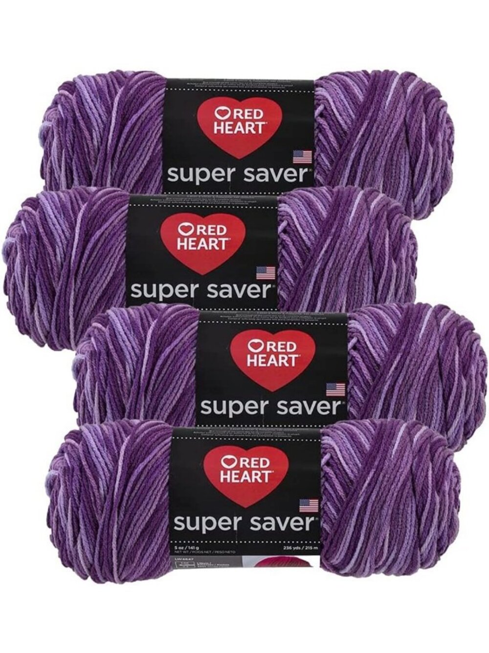 Vibrant Purple Tones Yarn - 4-Pack of 5oz Skeins for Knitting & Crochet Projects